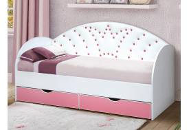 Кровать с продольной мягкой спинкой Корона №4 800х1900 мм розовая