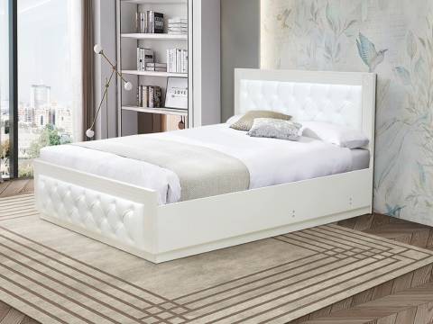 Кровать Венеция 13.2 1200 с ортопедическим основанием кожзам белый