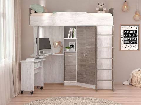 Детская Бриз 1 бетон светлый/камень темный