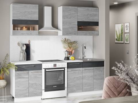 Кухонный гарнитур Маша-2 1600 бетонный-каменный уголь