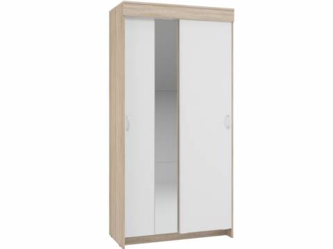 Шкаф-купе Бассо двухдверный дуб сонома-белый 1 зеркальная вставка