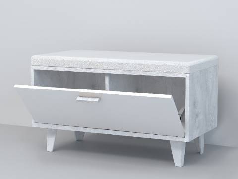 Обувница Эго Об-1 бетон светлый/белый глянец на ножках