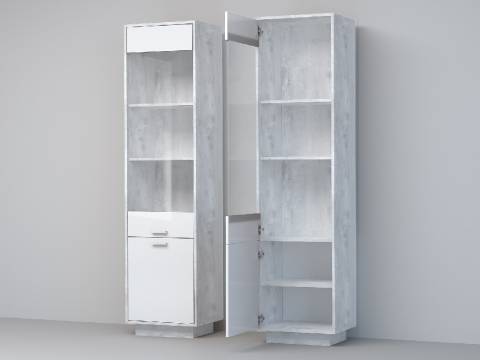 Пенал Эго ПС-1 бетон светлый/белый глянец на цоколе