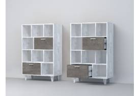 Комод Эго К-1 2 ящика бетон светлый/камень темный на ножках