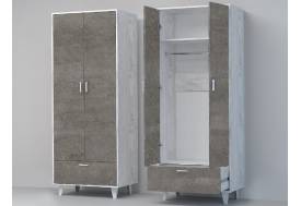 Шкаф Эго ШК-1 бетон светлый/камень темный на ножках