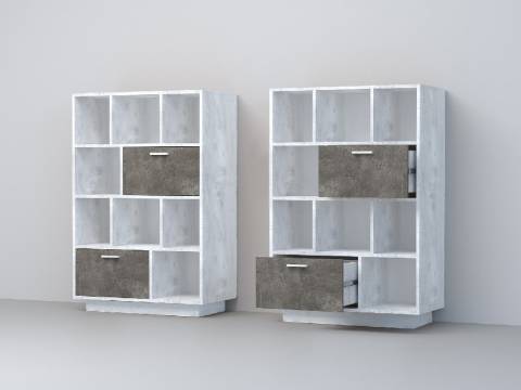 Комод Эго К-1 2 ящика бетон светлый/камень темный на цоколе