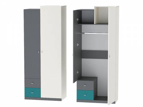 Шкаф Клео ШК-1 графит, миндаль, океан