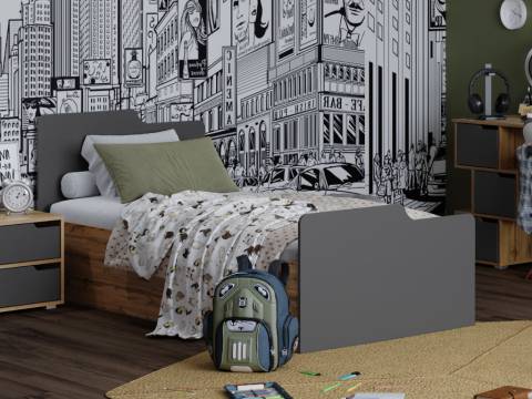 Кровать Харви вотан/графит