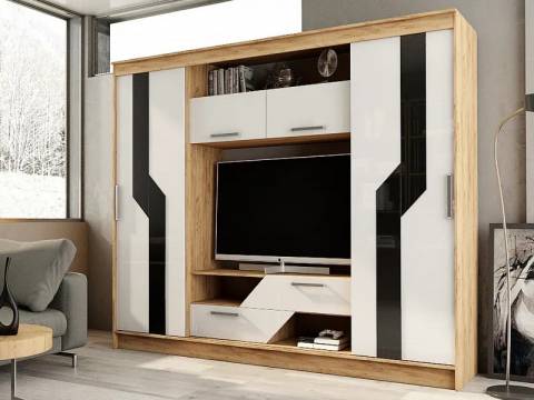 Гостиная Кармен Дуб Вотан-Белый глянец