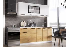 Кухонный гарнитур Хозяюшка ЛДСП 1800 белый гладкий/дуб вотан