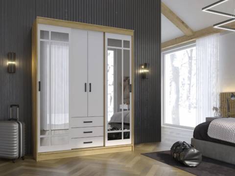 Шкаф купе Лорд Дуб Вотан-Белый гладкий