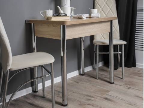 Стол обеденный Пайп раскладной на хром ножках