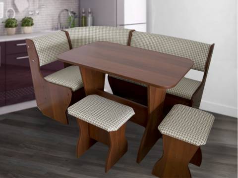 Кухонный уголок Алёнка-5 Рогожка темная/Орех