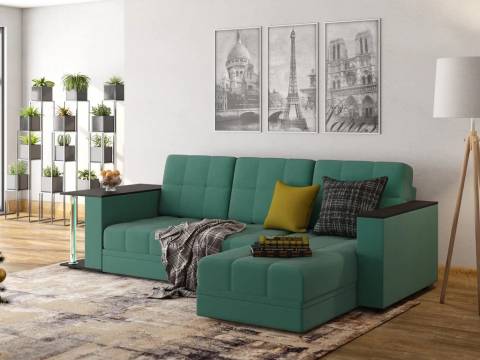 Диван угловой Атлант со столиком велюр Neo 23 грин зеленый