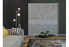 Шкаф-купе Светлана узкая рельефная вставка МДФ Каспий светлый