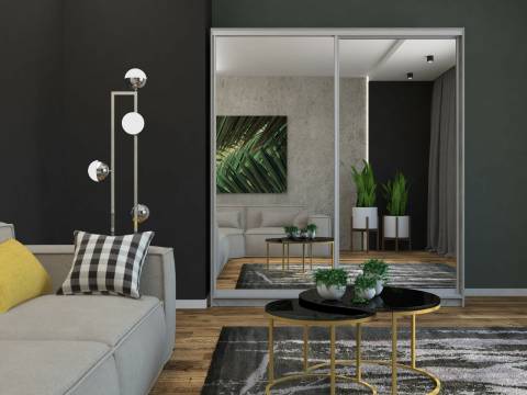 Шкаф-купе Ксения 1200 зеркало/зеркало серый