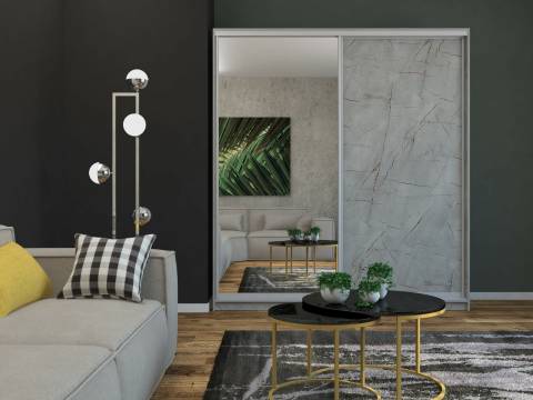 Шкаф-купе Ксения 1400 ЛДСП/зеркало Каспий светлый