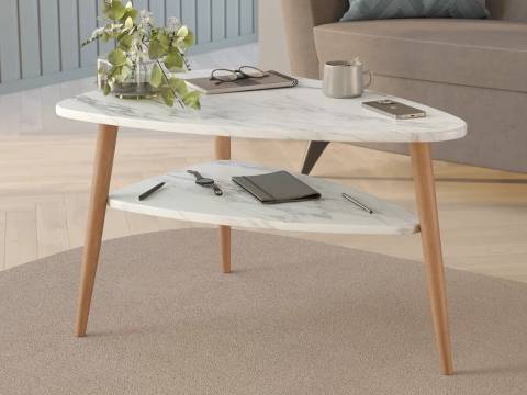 Стол журнальный Трио mini Белый мрамор