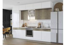 Кухонный гарнитур Оливия 3000 Белый глянец холодный/Голден Пэлас