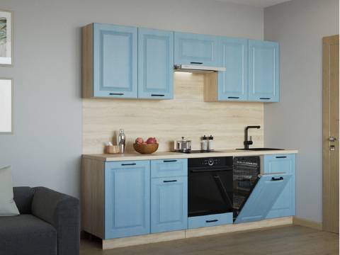 Кухонный гарнитур арт 19 Роял Вуд Голубой Вегас 2450 мм