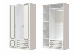 Шкаф ШР-3 платье и бельё с зеркалом Лак Белый жемчуг
