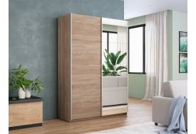 Шкаф-купе Прайм 2-х дверный 1200 Зеркало/ДСП Сонома