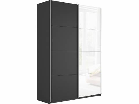 Шкаф-купе Прайм 2-х дверный 1400 ДСП/Стекло Белое Серый Диамант