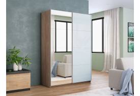 Шкаф-купе Прайм 2-х дверный 1600 Зеркало/Стекло Белое Сонома