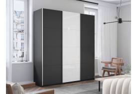 Шкаф-купе Прайм 3-х дверный 1800 ДСП/Стекло Белое/ДСП Серый Диамант