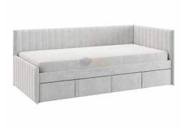 Кровать-тахта с ящиками Твикс цвет велюра галька