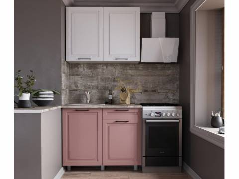 Кухня Аликанте 1000 МДФ Белый снег/пудра без столешницы
