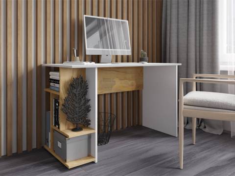 Стол компьютерный СКМ-6 белый/дуб крафт золотой