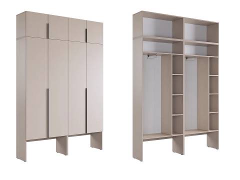 Шкаф четырехдверный с антресолью Баско К6 кашемир