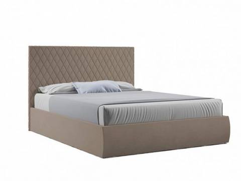 Кровать Стелла с ПМ 1400х2000 мм микровелюр капучино