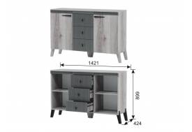 Комод с ножками Ольга 3 дуб делано