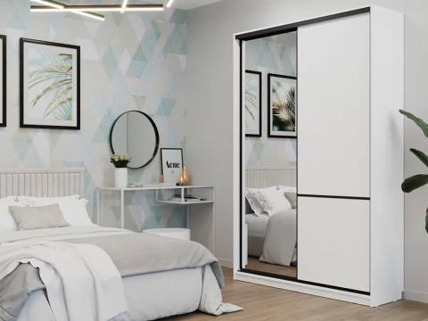 Шкаф-купе СТМ Line 150х45 с зеркалом Белый