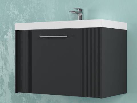 Тумба Альба 80 подвесная 1 ящик раковина Слим 80 антрацит