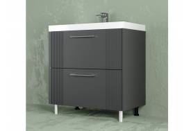 Тумба Альба 80 напольная 2 ящика Комфорт 80 антрацит