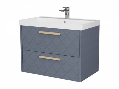 Тумба Кристалл 70 подвесная 2 ящика ручка дуб, раковина Комфорт 80 шато азур