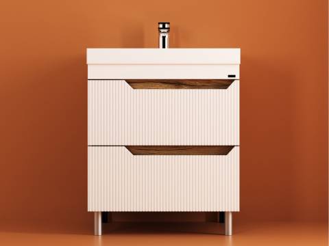 Тумба Леон Риф 60 напольная 2 ящика раковина Океан 60 солярис/белый риф