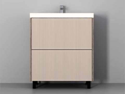 Тумба Рица 80 напольная 2 ящика раковина Комфорт 80 cерый/керамика