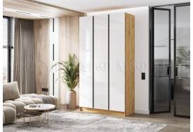 Шкаф трехстворчатый Келвин (1200) Белый Глянец, Дуб Крафт-вставка черная