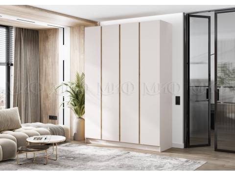 Шкаф четырехстворчатый Келвин (1600) Кашемир-вставка дуб крафт