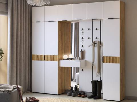 Прихожая Мебельсон К33 дуб крафт золотой/белое дерево