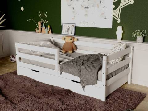 Кровать-софа детская с бортиками белый 80х190 см с ящиками