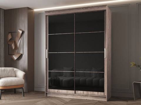 Шкаф-купе Гранд-1 1600 Дуб Горный-двери Лакобель черный