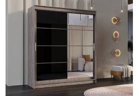 Шкаф-купе Гранд-1 2000 Дуб Горный-двери Зеркало-Лакобель черный