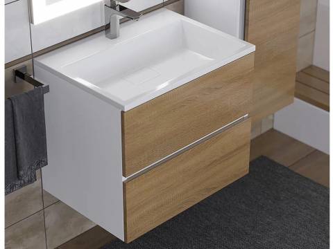 Тумба с раковиной Uperwood Barsa 60 см раковина белая-тумба белая/дуб сонома