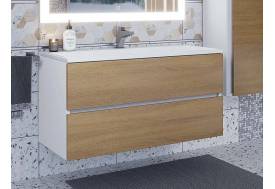 Тумба с раковиной Uperwood Barsa 100 см раковина белая-тумба белая/дуб сонома