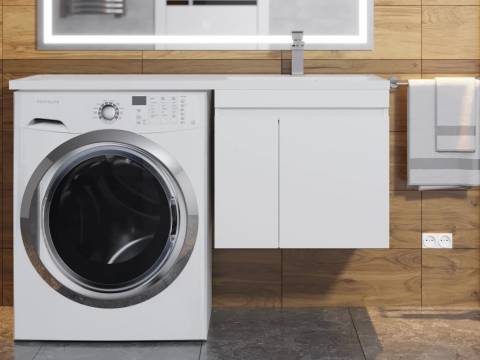 Тумба с раковиной Uperwood Magenta 60-120 см подвесная белая с дверцами правая